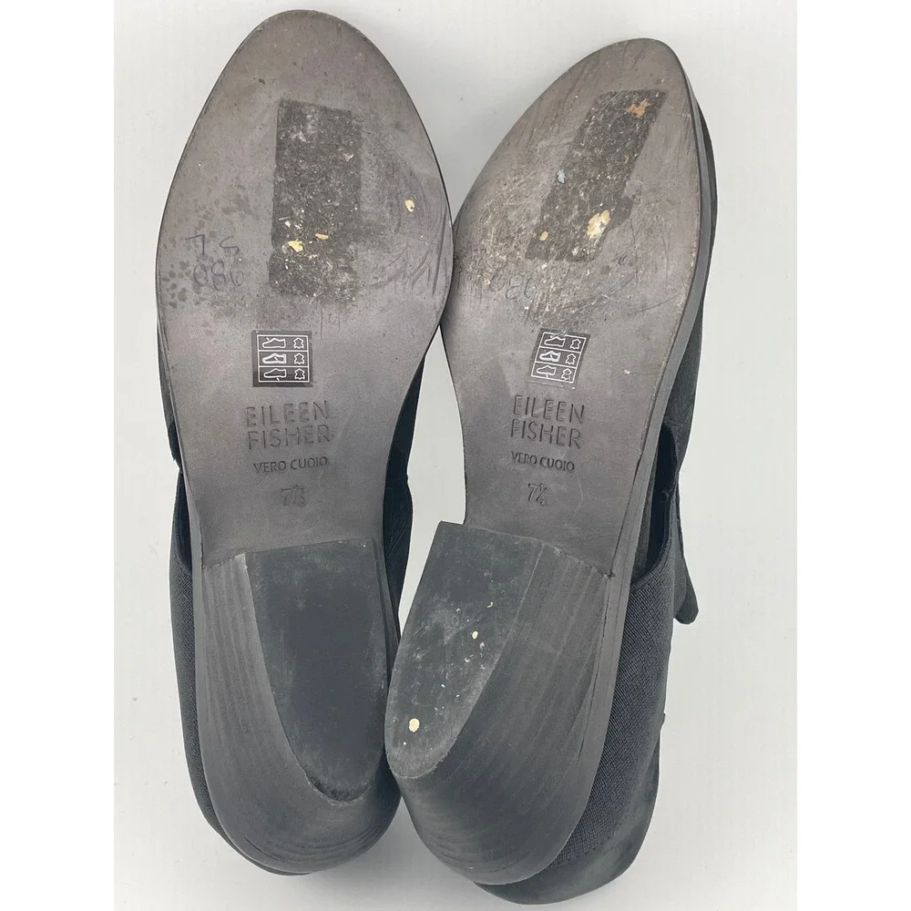 Eileen Fisher Perry black‎ nubuck suede elastic cutout shoes booties sz 7.5